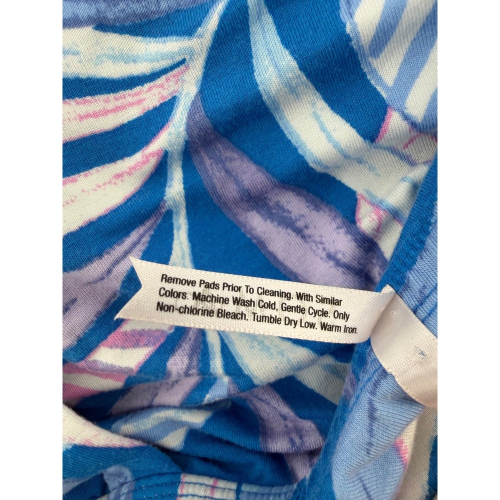 Soma Tank Dress XXL Blue Tropical Print Built In Bra Padded Sundress Stretch - Picture 4 of 8